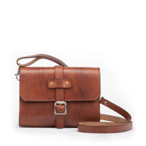 Brown Leather Crossbody Bag – Classic Flap Design with Buckle Closure