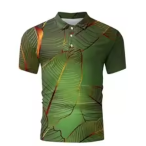 Tropical Leaf Print Polo Shirt