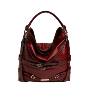 Stylish deep red leather handbag