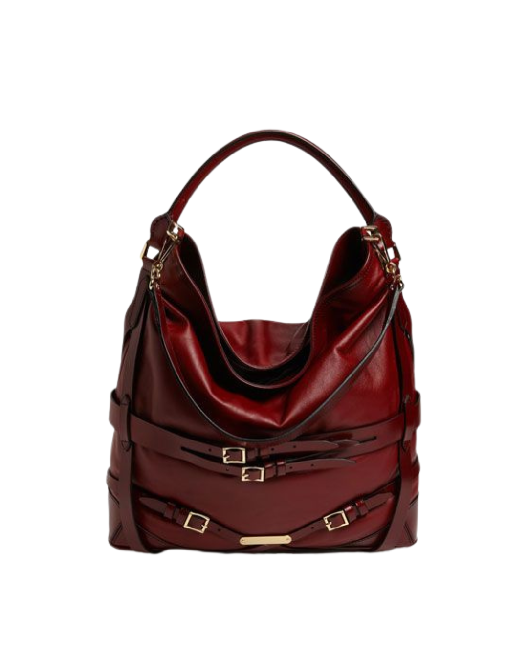 Stylish deep red leather handbag