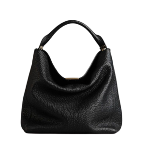 Black Textured Leather Hobo Bag – Casual Elegance