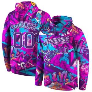 Custom Graffiti Hoodies – Personalized Name & Number, vibrant abstract graffiti design, customizable text (YOURNAME / TEAMNAME + number)