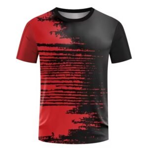 Men’s Gradient Brushstroke T-Shirt – Red to Black