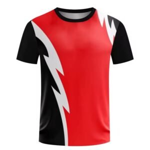 Men’s Lightning Bolt Athletic T-Shirt – Red, Black & White