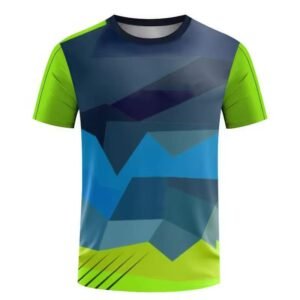 Men’s Geometric Energy T-Shirt – Green, Blue & Navy
