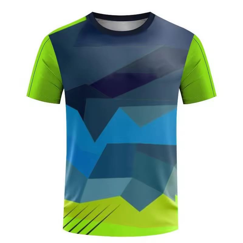 Men’s Geometric Energy T-Shirt – Green, Blue & Navy