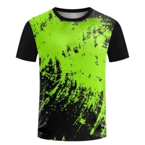 Men’s Neon Splatter T-Shirt – Green & Black Brushstroke Design
