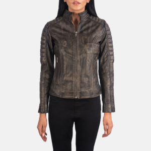 Men’s Distressed Dark Brown Leather Jacket – Quilted Export Edition