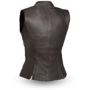 Men’s Sleeveless Black Leather Vest – Tailored Export Edition