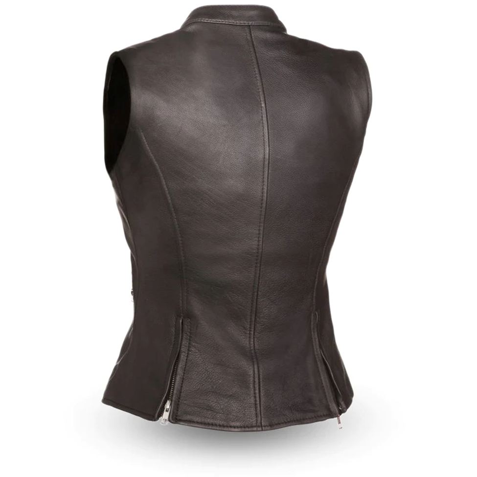 Men’s Sleeveless Black Leather Vest – Tailored Export Edition