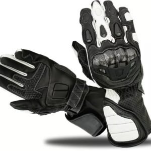 Motorcycle Riding Gloves – Black & White Protective Design