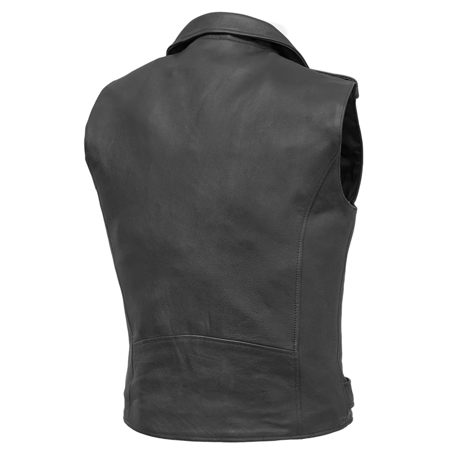 Men’s Black Leather Vest – Structured Back Design | Export Grade by Modex International