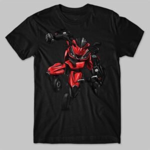 Black Graphic T-Shirt – Red Robotic Action Design