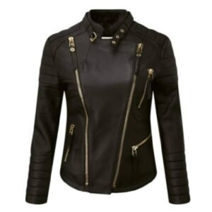 Asymmetrical Black Leather Biker Jacket