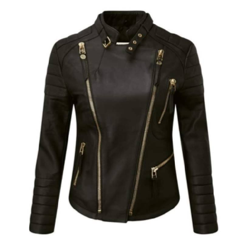 Asymmetrical Black Leather Biker Jacket