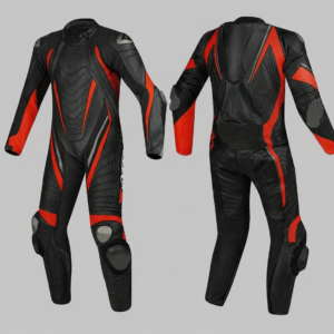 Premium Black & Red Motorcycle Racing Leather Suit